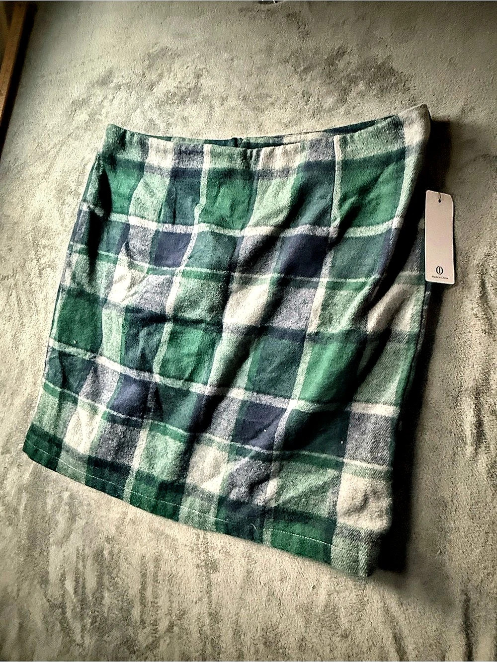 Plaid Mini Skirt in Green & Blue Size  3x label fit more like 1-2x NWT wool fabr